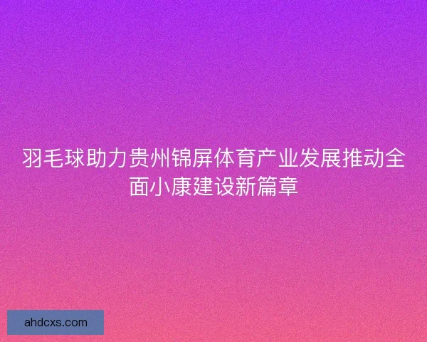 羽毛球助力贵州锦屏体育产业发展推动全面小康建设新篇章