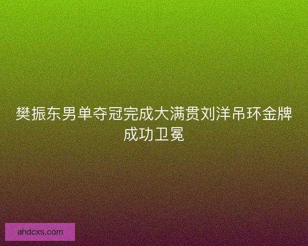 樊振东男单夺冠完成大满贯刘洋吊环金牌成功卫冕 樊振东男单夺冠完成大满贯刘洋吊环金牌成功卫冕