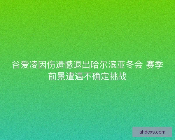 谷爱凌因伤遗憾退出哈尔滨亚冬会 赛季前景遭遇不确定挑战